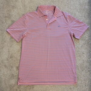 Men’s Large Southern Tide salmon and Blue Striped Polo Shirt